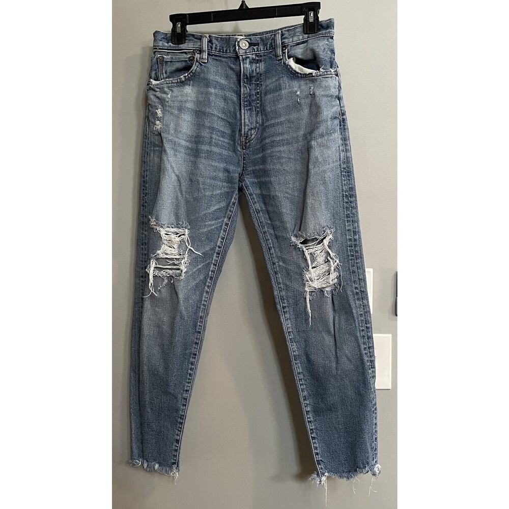 Moussy Vintage Jeans Japanese Denim Distressed‎ Cropped Raw Hem Size 27
